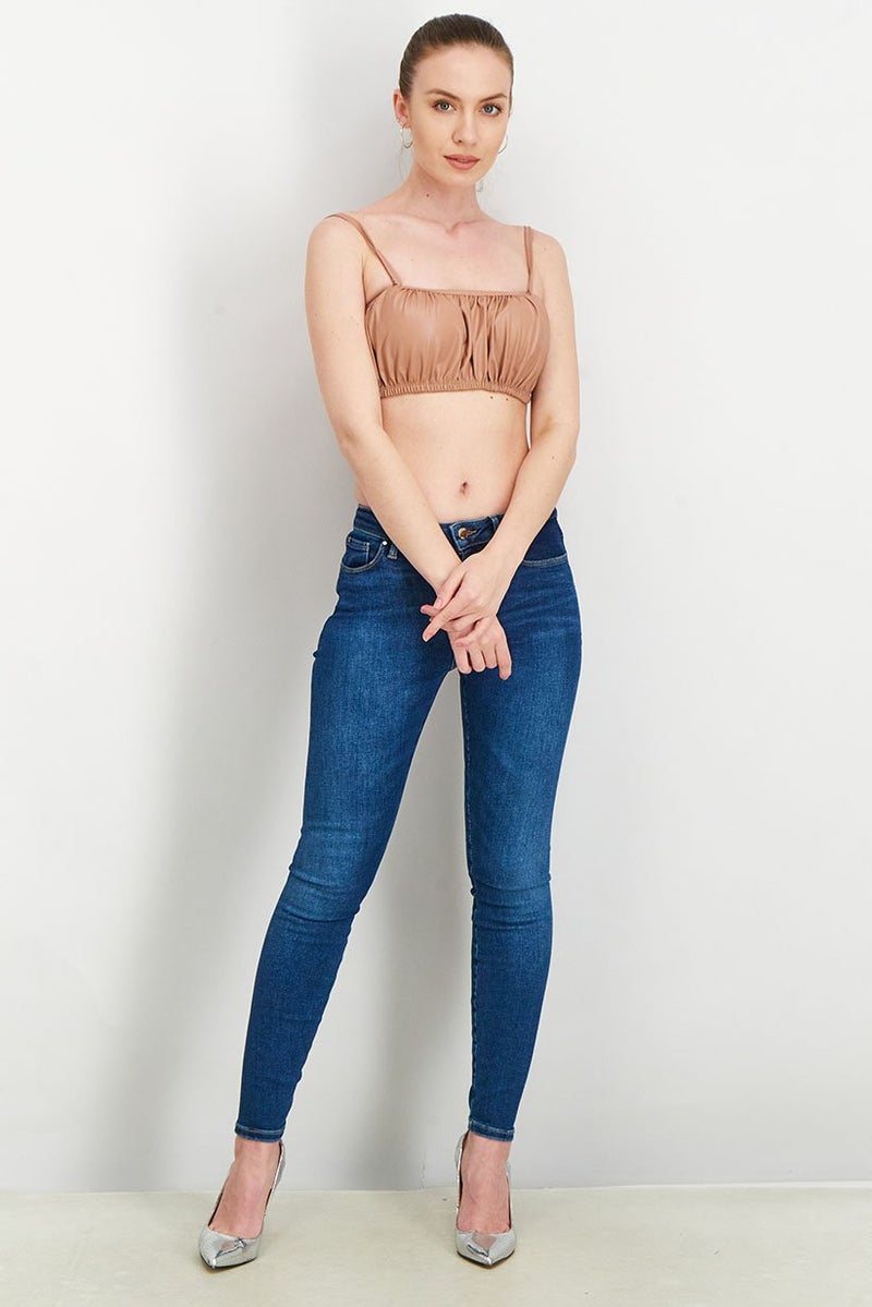ASOS بلوزة نسائية بدون أكمام بتصميم مربع العنق، بني - Image 3