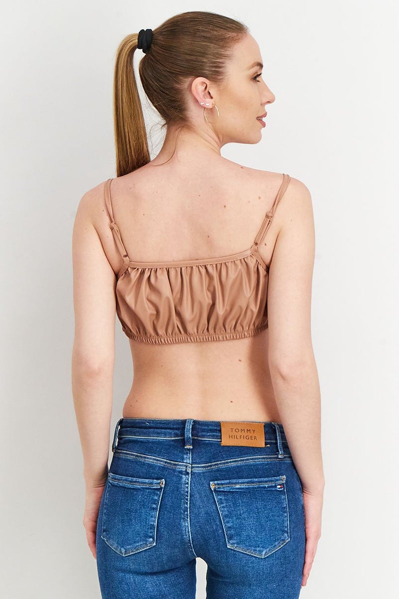 ASOS بلوزة نسائية بدون أكمام بتصميم مربع العنق، بني - Image 4