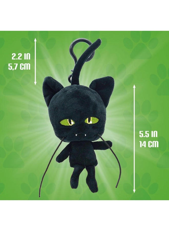 Miraculous Ladybug - Kwami Lifesize Plagg, 5-inch Cat Plush Clip-on Toys for Kids, Super Soft Collectible Stuffed Toy with Glitter Stitch Eyes and Color Matching Backpack Keychain (Wyncor) (M13017) - Image 5