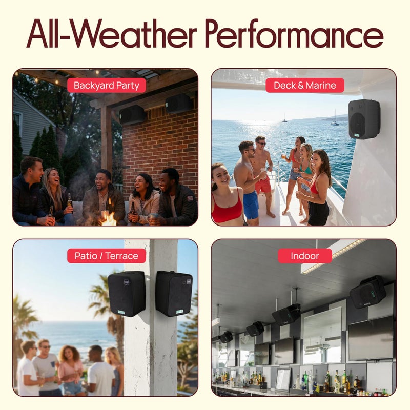 Pyle Dual Waterproof Outdoor -Speaker System - 6.5 Inch Pair of Weatherproof Wall / Ceiling Mounted -Speakers Heavy Duty Universal Mount - Use in the Pool, Patio, Indoor - Pyle PDWR50B (Black) - Image 4