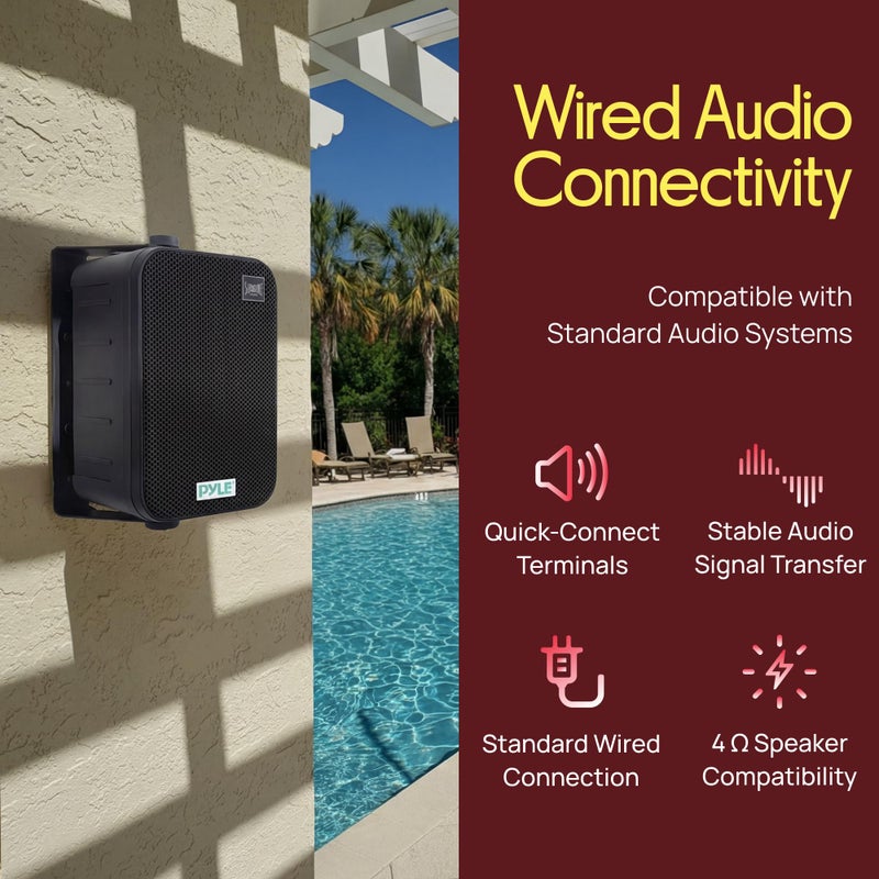 Pyle Dual Waterproof Outdoor -Speaker System - 6.5 Inch Pair of Weatherproof Wall / Ceiling Mounted -Speakers Heavy Duty Universal Mount - Use in the Pool, Patio, Indoor - Pyle PDWR50B (Black) - Image 5