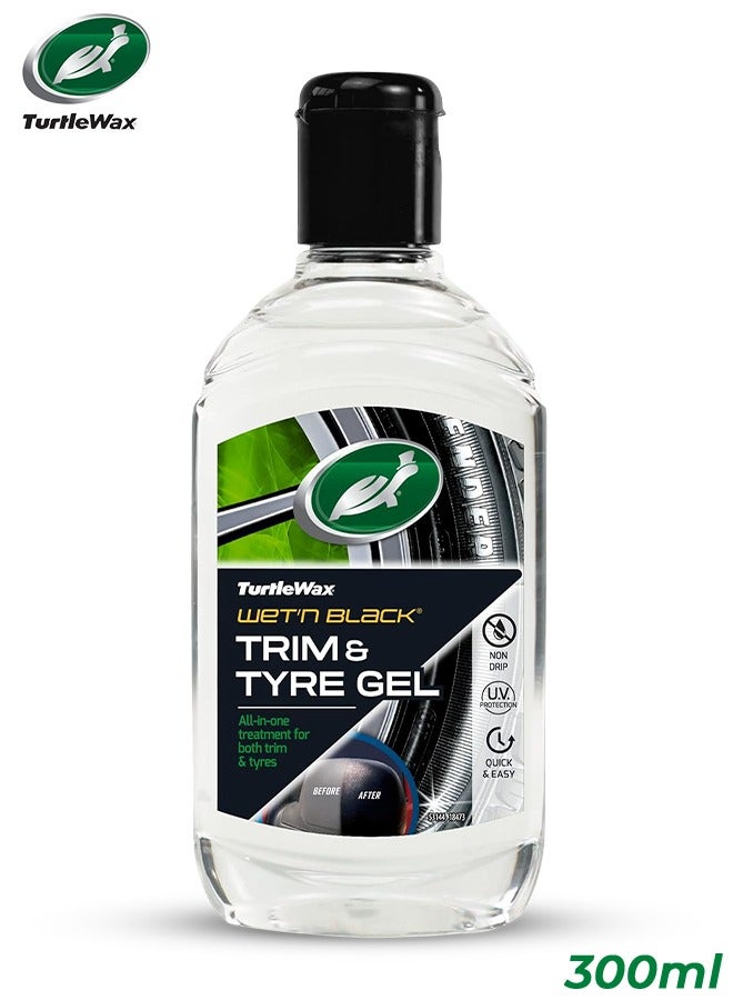 Turtle Wax Wet'n Black Trim & Tyre Gel 300ml – All-in-One Treatment for Tires & Trim, Restores Black Gloss, UV Protection, Water-Resistant Formula, Non-Drip Gel for Easy Application, Long-Lasting Durability, Prevents Cracking & Fading – 300ml - Image 2