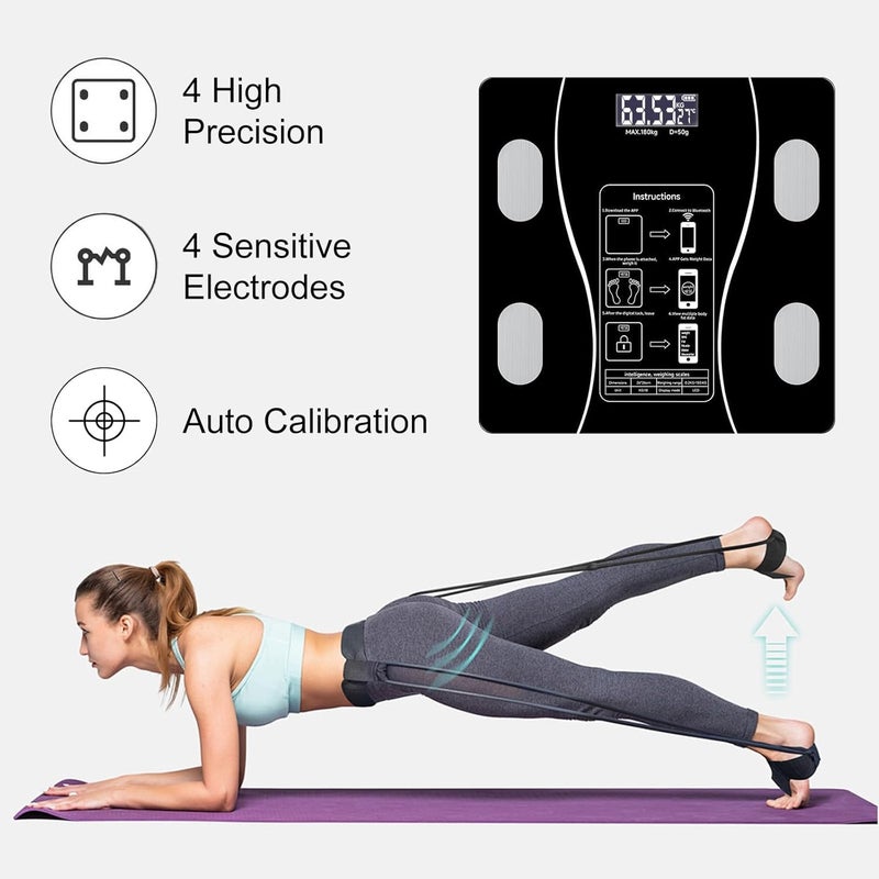 Body Fat Scale, a Simple and Practical Digital Scale That can be Connected to a Mobile Digital Bathroom Scale to Display BMI, Body Fat, Muscle Mass, and Durable Weight Scale (Black) - Image 2