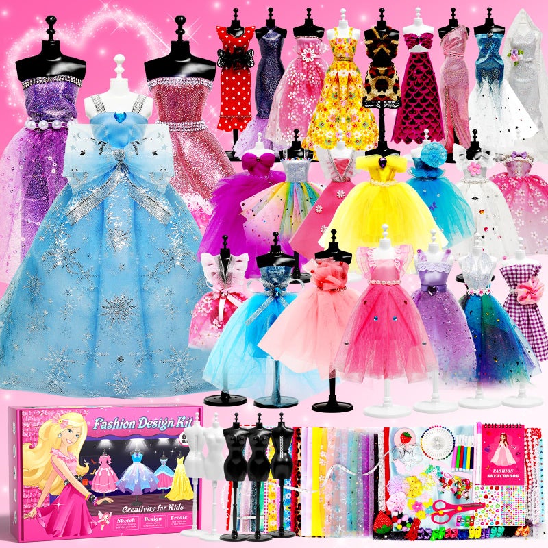 Axirata 1500PCS Fashion Designer Kit for Girls with Fashion Sketchbook 5 Mannequins Creativity DIY Arts Crafts Kit for Kids Sewing Kit for Teen Girls Birthday Gift Age 6 7 8 9 10 11 12 - Image 2