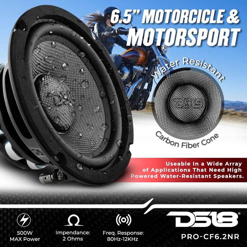 DS18 PRO-CF6.2NR 6.5" Water Resistant Loud Speaker - Mid-Bass Carbon Fiber Cone and Neodymium Rings Magnet 500 Watts 2-Ohms - Image 2