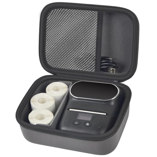 Boobowl Case Compatible with Phomemo M110 Label Maker - Portable Mini Bluetooth Thermal Label Maker Carrying Storage Bag for Printer Labels, USB Cable and Accessories Black (Box Only)-Grey - Image 1