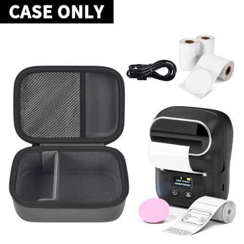 Boobowl Case Compatible with Phomemo M110 Label Maker - Portable Mini Bluetooth Thermal Label Maker Carrying Storage Bag for Printer Labels, USB Cable and Accessories Black (Box Only)-Grey - Image 2