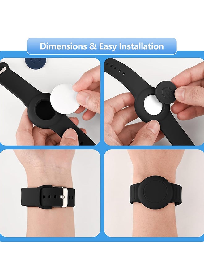 O Ozone Waterproof Silicone Airtag Bracelet for Kids |Hidden GPS Tracker Wristband For Apple Airtag,Lightweight & Adjustable Strap for Kids- Black &Dark Blue  - Image 4