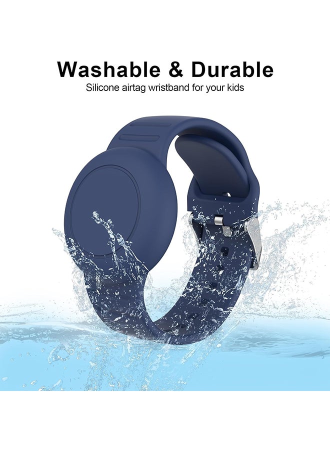 O Ozone Waterproof Silicone Airtag Bracelet for Kids |Hidden GPS Tracker Wristband For Apple Airtag,Lightweight & Adjustable Strap for Kids- Black &Dark Blue  - Image 5