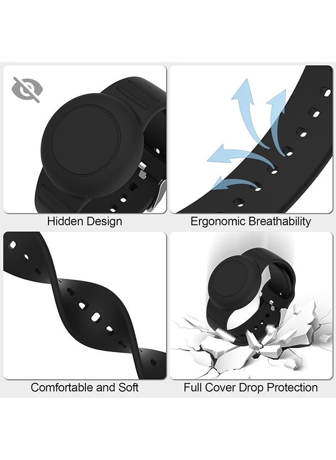 O Ozone Waterproof Silicone Airtag Bracelet for Kids |Hidden GPS Tracker Wristband For Apple Airtag,Lightweight & Adjustable Strap for Kids- Black &Dark Blue  - Image 2