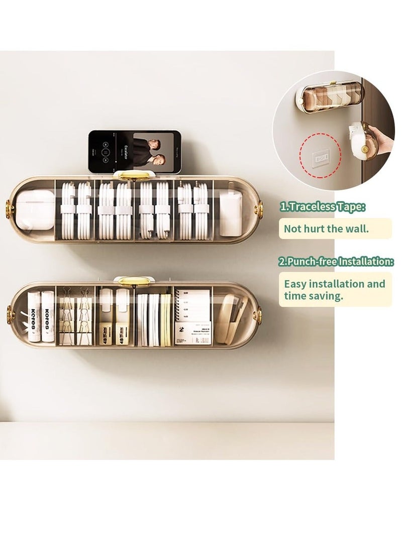 Wall Mounted Socks Organizer Stackable Wardrobe Side-Opening Plastic Charge Cord Underwear Drawer for Bras Panties Scarf Ties Creamy White  - Image 4