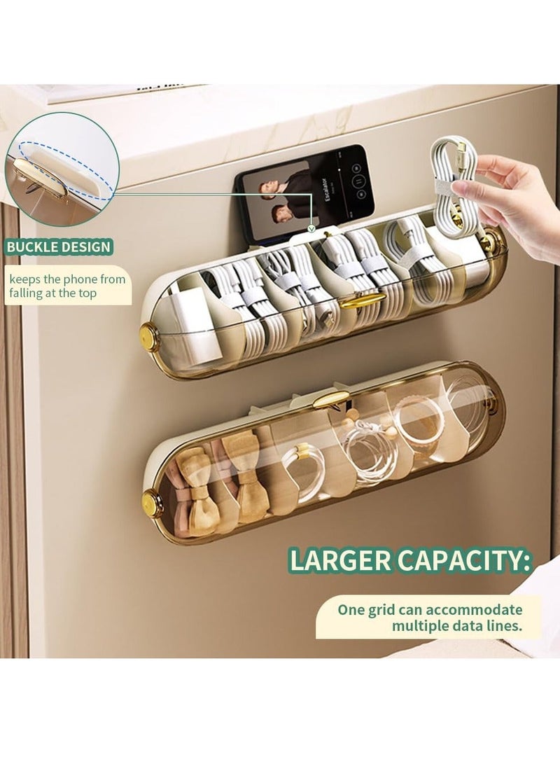 Wall Mounted Socks Organizer Stackable Wardrobe Side-Opening Plastic Charge Cord Underwear Drawer for Bras Panties Scarf Ties Creamy White  - Image 2