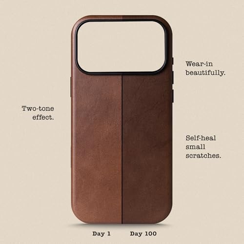 Le Pelle - Handcrafted Premium Italian Leather Case for iPhone 17 Pro - [Built-in Camera Control] - Compatible with Magsafe - Two-Tone Effect with Unique Patina Over Time - Cocoa Brown - Image 5