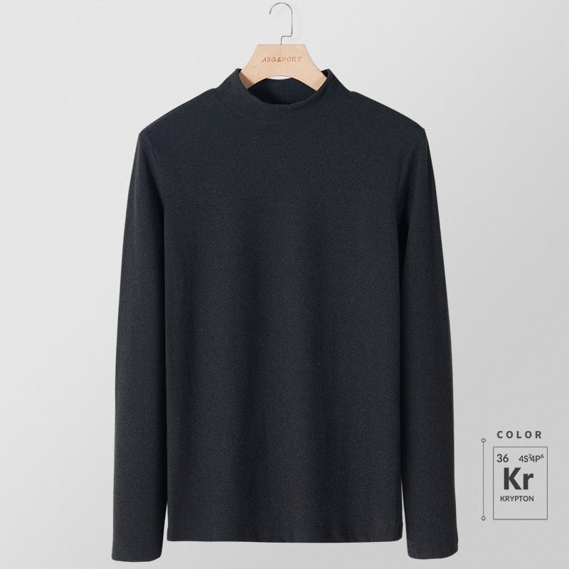Undershirt Men'S Long Sleeve Fleece-Lined Warm All-Matching Thickened Inner Velvet Double Fabric Slim Fit Men'S T-Shirt - Image 1