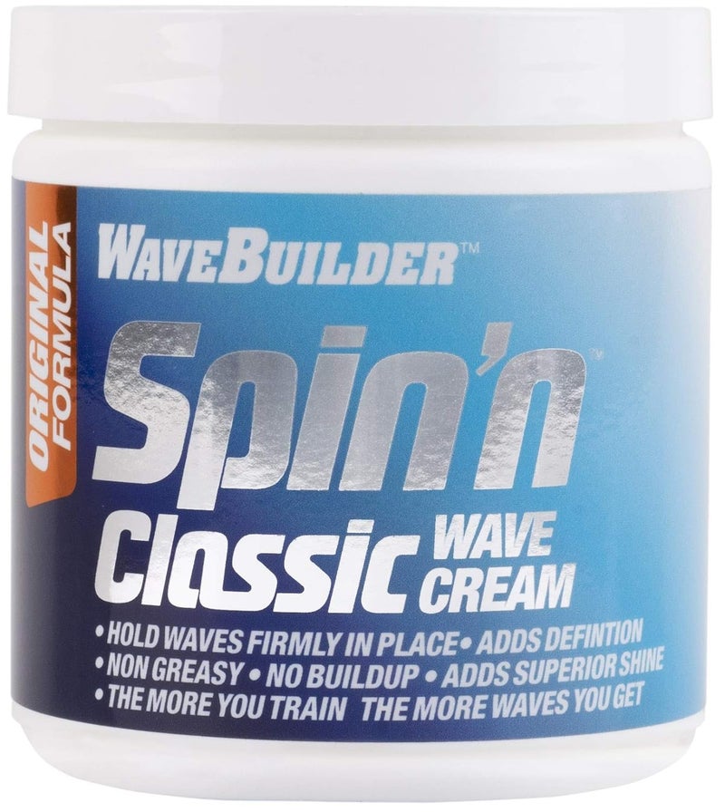 WaveBuilder Spin'n Classic Wave Cream, Strong Original Formula Holds Hair Waves, 8 Ounce