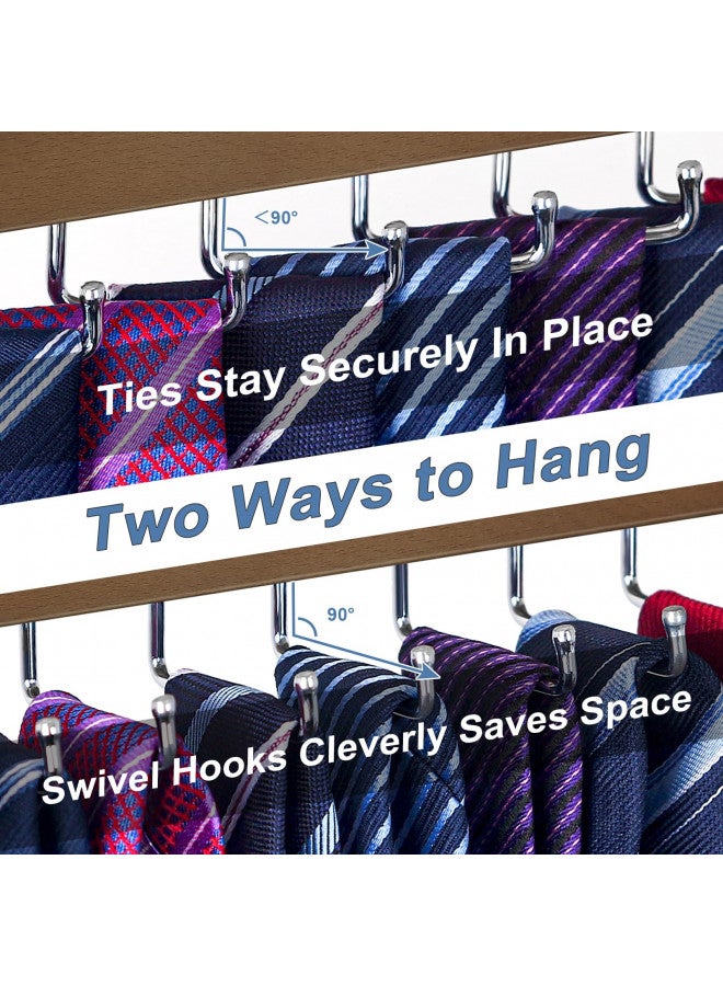 OTECKK Tie Rack Wall Mounted, Natrual Wood Tie Organizer Holds 20 Ties/Belt/Purse, Tie and Belt Organizer w/ 360° Roatable Hooks,Screw Nail, Ideal for Installation on WallDoorCloset, 1 Pack, Walnut  - Image 3