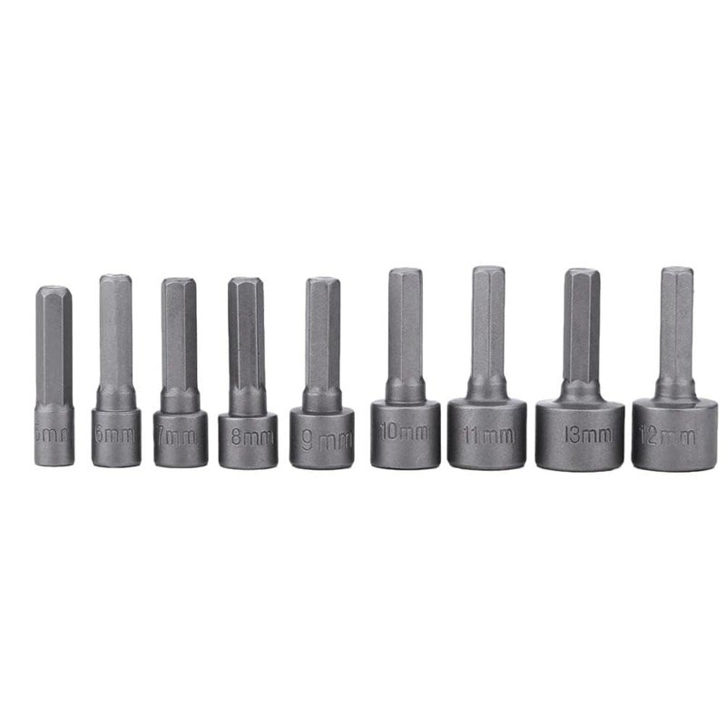 Veltrix - 9pcs 5-13mm Hexagon Nut Driver Drill Bit Socket Screwdriver Wrench Set for Electric Screwdriver Handle Tools - Image 1