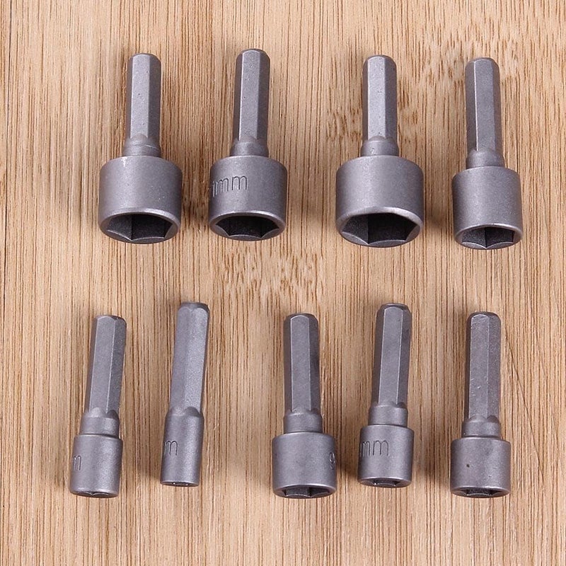 Veltrix - 9pcs 5-13mm Hexagon Nut Driver Drill Bit Socket Screwdriver Wrench Set for Electric Screwdriver Handle Tools - Image 5