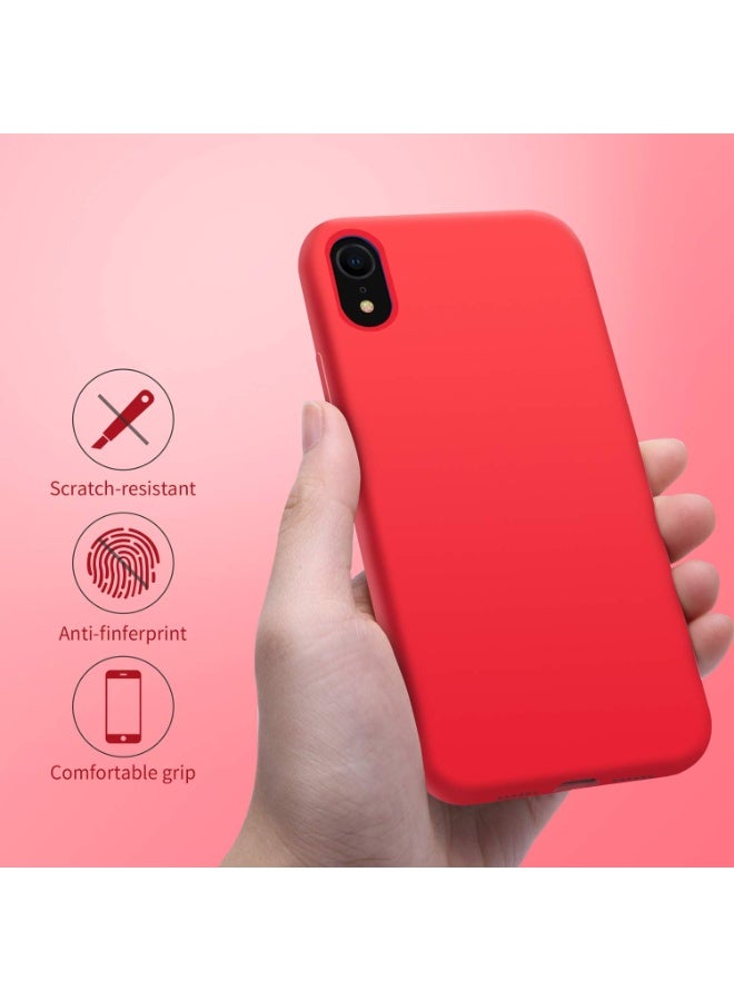 متوافق مع غطاء iPhone XR مقاس 6.1 بوصة، [سلسلة الملمس الحريري والناعم] غطاء حماية كامل للجسم مصنوع من مطاط السيليكون السائل الناعم الممتاز لهاتف iPhone XR (أحمر) - Image 5