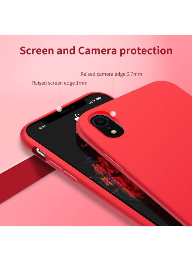 متوافق مع غطاء iPhone XR مقاس 6.1 بوصة، [سلسلة الملمس الحريري والناعم] غطاء حماية كامل للجسم مصنوع من مطاط السيليكون السائل الناعم الممتاز لهاتف iPhone XR (أحمر) - Image 4