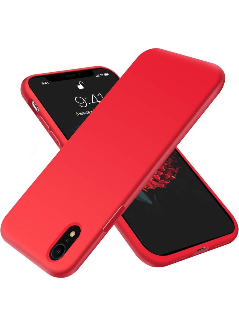 متوافق مع غطاء iPhone XR مقاس 6.1 بوصة، [سلسلة الملمس الحريري والناعم] غطاء حماية كامل للجسم مصنوع من مطاط السيليكون السائل الناعم الممتاز لهاتف iPhone XR (أحمر) - Image 1