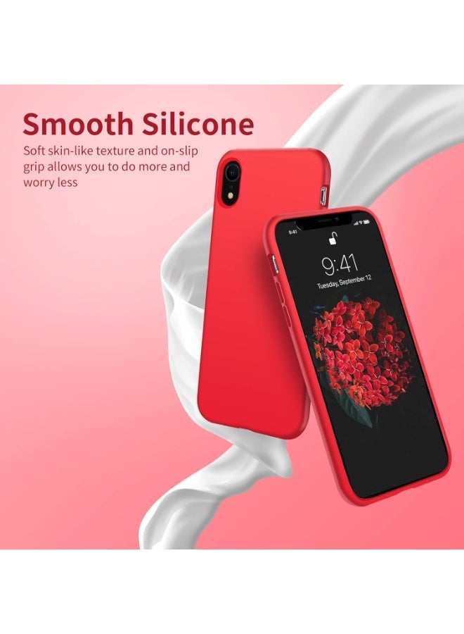 متوافق مع غطاء iPhone XR مقاس 6.1 بوصة، [سلسلة الملمس الحريري والناعم] غطاء حماية كامل للجسم مصنوع من مطاط السيليكون السائل الناعم الممتاز لهاتف iPhone XR (أحمر) - Image 2