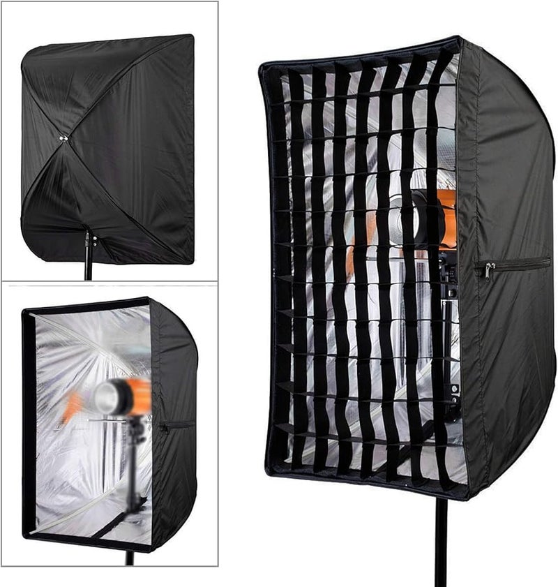 60x90cm Portable Photo Studio Softbox With Umbrella Diffuser And Reflector For Speedlight Flash - Image 3
