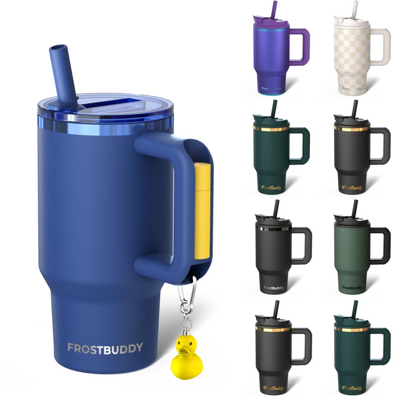 Frost Buddy Thicc Buddy 16 oz Stainless Steel Vacuum Insulated Tumbler with Lid and Straw for Water Travel Mug Cupholder Friendly Gifts for Women Men Him Her Navy - Image 2