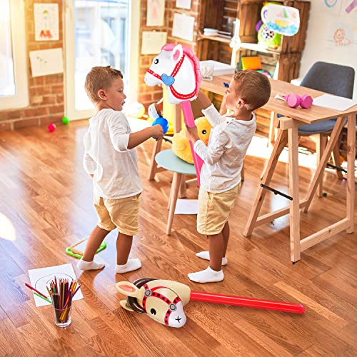 CCOZN 2PCS Inflatable Stick Horse - Inflatable Horse Head on Stick Horse Costume Pony/Halloween/Western Cowboy/Horse Baby Shower Birthday Party Decorations Supplies Favors, 37 Inches (RedPink) - Image 3