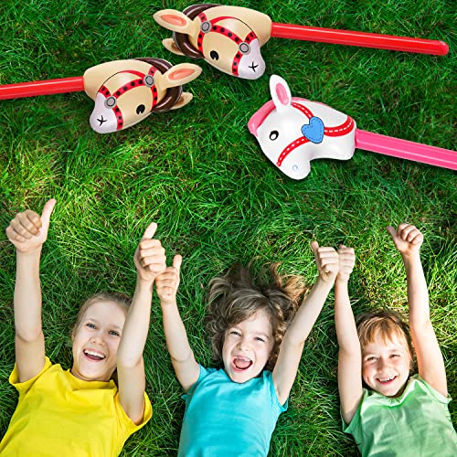 CCOZN 2PCS Inflatable Stick Horse - Inflatable Horse Head on Stick Horse Costume Pony/Halloween/Western Cowboy/Horse Baby Shower Birthday Party Decorations Supplies Favors, 37 Inches (RedPink) - Image 4