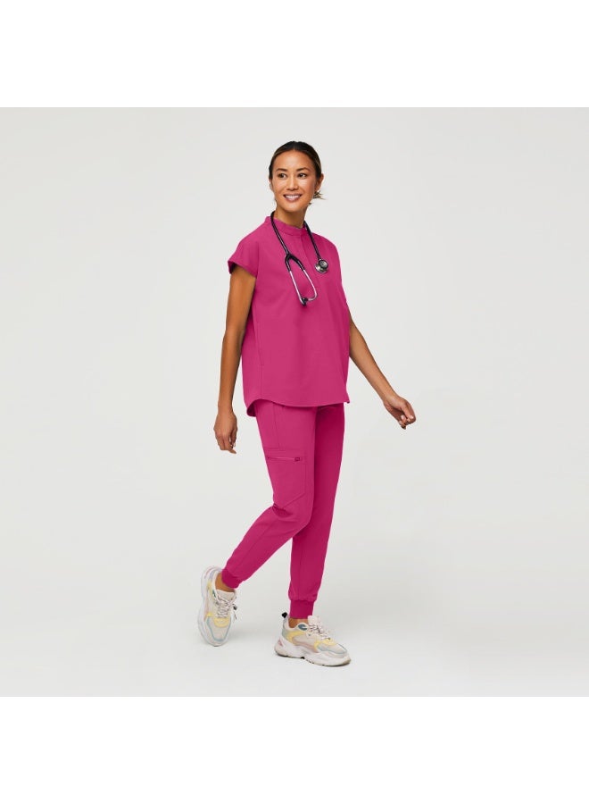 NIBEMINENT Elastic Quick-drying Hospital Work Oral Dentist Operating Room Beaty Salon Scrub Uniform Summer Thin Clothes - Image 1