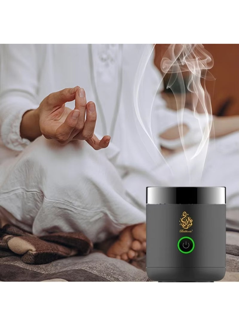 Portable Mini Electric Bakhoor Burner B37, USB Rechargeable Incense Burner for Car & Home, Flame-Free Ceramic Heating, 1000mAh Battery, Auto Shut-Off Timer, LED Indicator - Image 3