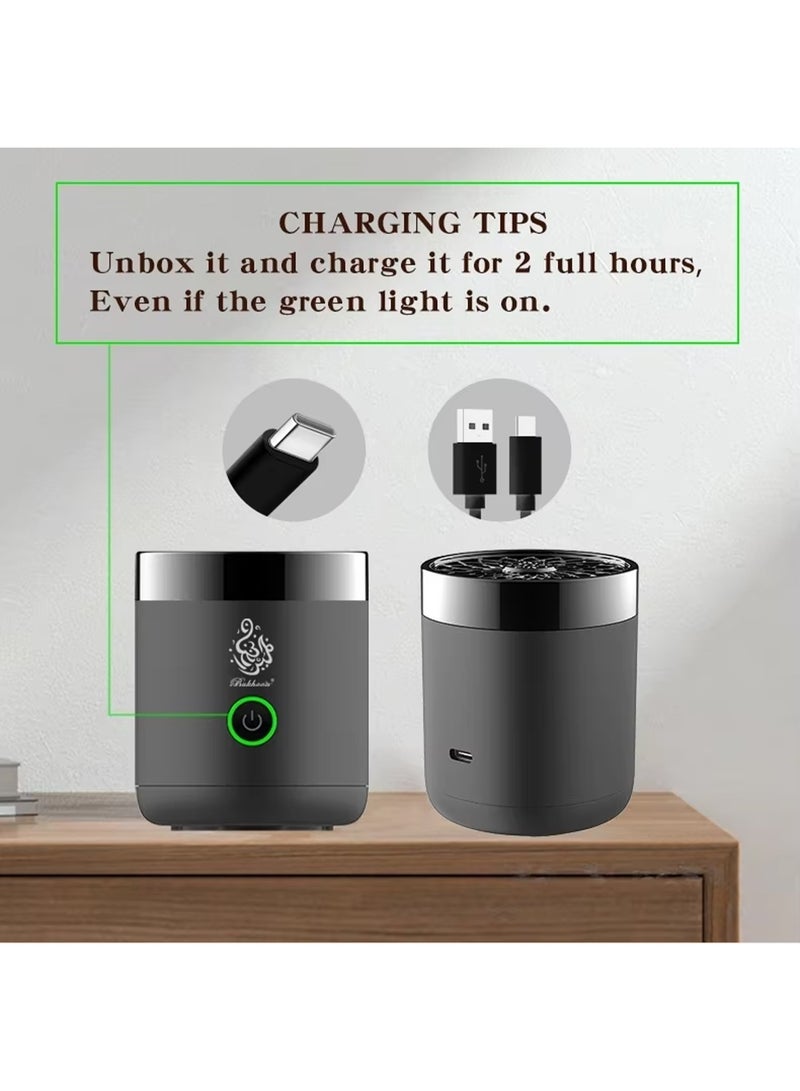 Portable Mini Electric Bakhoor Burner B37, USB Rechargeable Incense Burner for Car & Home, Flame-Free Ceramic Heating, 1000mAh Battery, Auto Shut-Off Timer, LED Indicator - Image 5