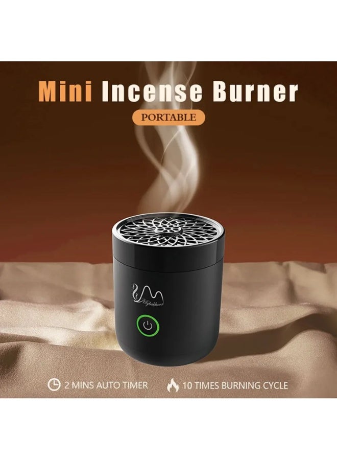 Portable Mini Electric Bakhoor Burner B37, USB Rechargeable Incense Burner for Car & Home, Flame-Free Ceramic Heating, 1000mAh Battery, Auto Shut-Off Timer, LED Indicator - Image 2