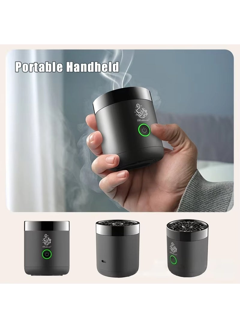 Portable Mini Electric Bakhoor Burner B37, USB Rechargeable Incense Burner for Car & Home, Flame-Free Ceramic Heating, 1000mAh Battery, Auto Shut-Off Timer, LED Indicator - Image 4