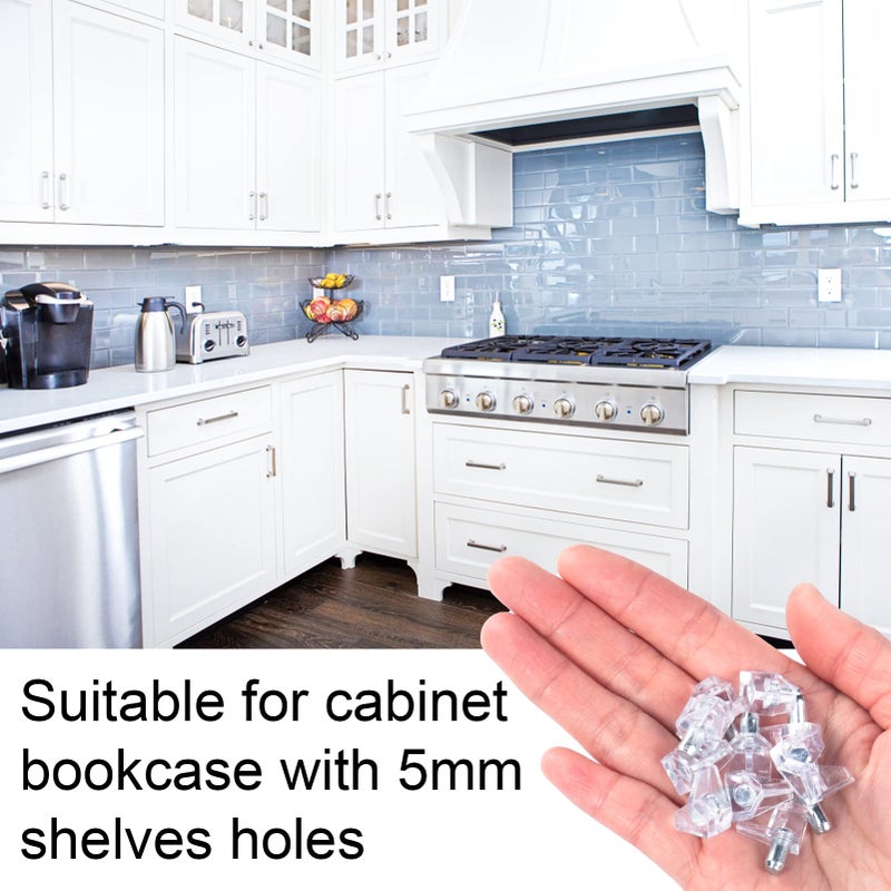 Apipi 100 Pieces Clear Shelf Support Pegs -5 Mm Cabinet Shelf Clips Shelf Holder Pins Bracket Steel Pin For Cabinet Furniture Book Shelves Supplies - Image 3