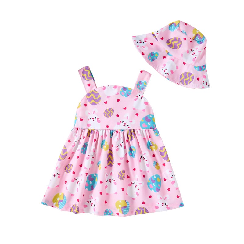Saeaby Baby Girl Summer Dresses Pink Easter Sleeveless Dresses Infant Summer Easter Outfits Eggs Bunny Sundress Baby Girl Clothes 6-9 Months 12 Months - Image 1