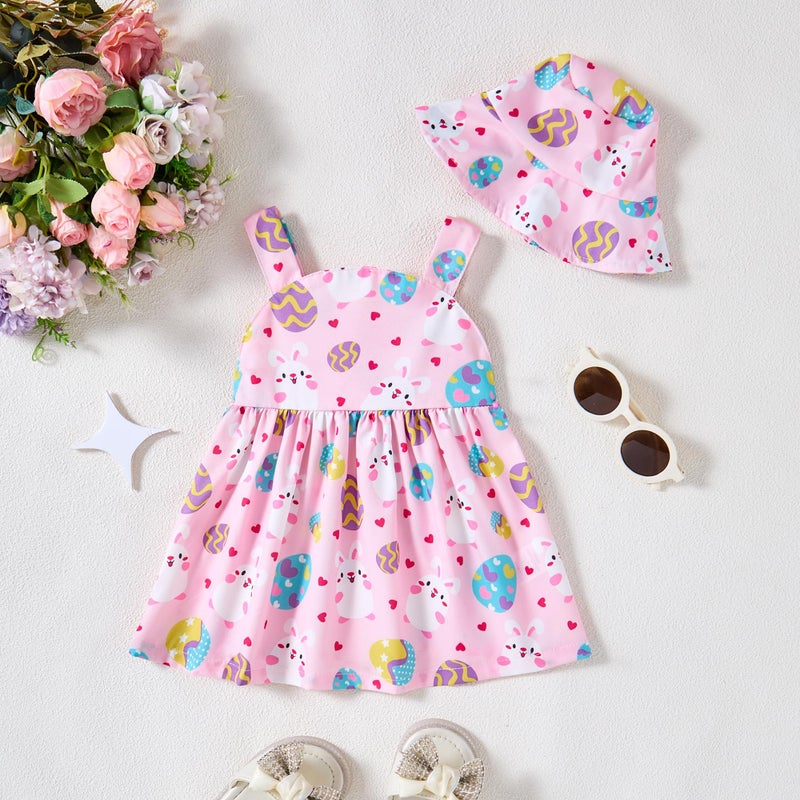 Saeaby Baby Girl Summer Dresses Pink Easter Sleeveless Dresses Infant Summer Easter Outfits Eggs Bunny Sundress Baby Girl Clothes 6-9 Months 12 Months - Image 3