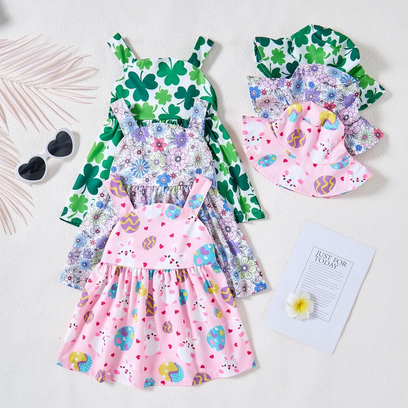 Saeaby Baby Girl Summer Dresses Pink Easter Sleeveless Dresses Infant Summer Easter Outfits Eggs Bunny Sundress Baby Girl Clothes 6-9 Months 12 Months - Image 2