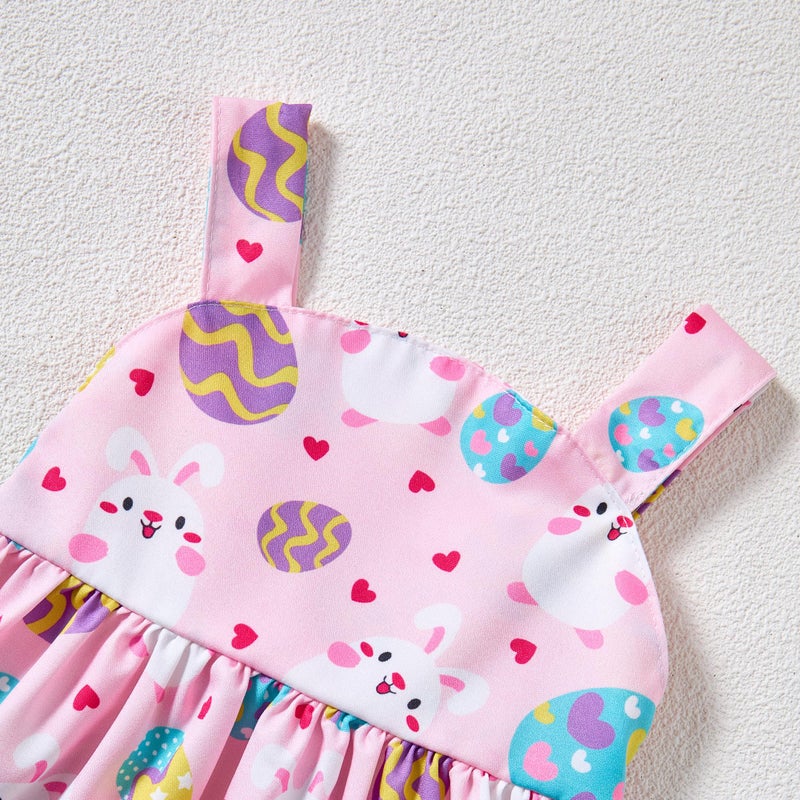 Saeaby Baby Girl Summer Dresses Pink Easter Sleeveless Dresses Infant Summer Easter Outfits Eggs Bunny Sundress Baby Girl Clothes 6-9 Months 12 Months - Image 5