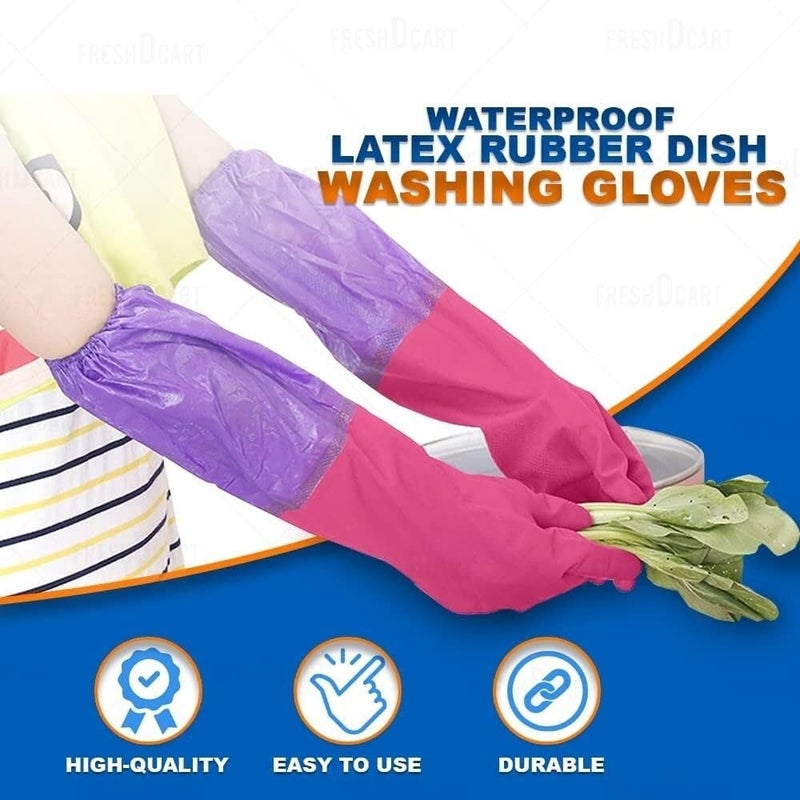 GaxQuly GaxQuly Gloves for Washing Dishes PVC Heavy Duty Skin-friendly Reusable Anti-slip Glove for Washing, Bathroom Cleaning, Dishwashing, Pet Grooming (Pink)  - Image 3