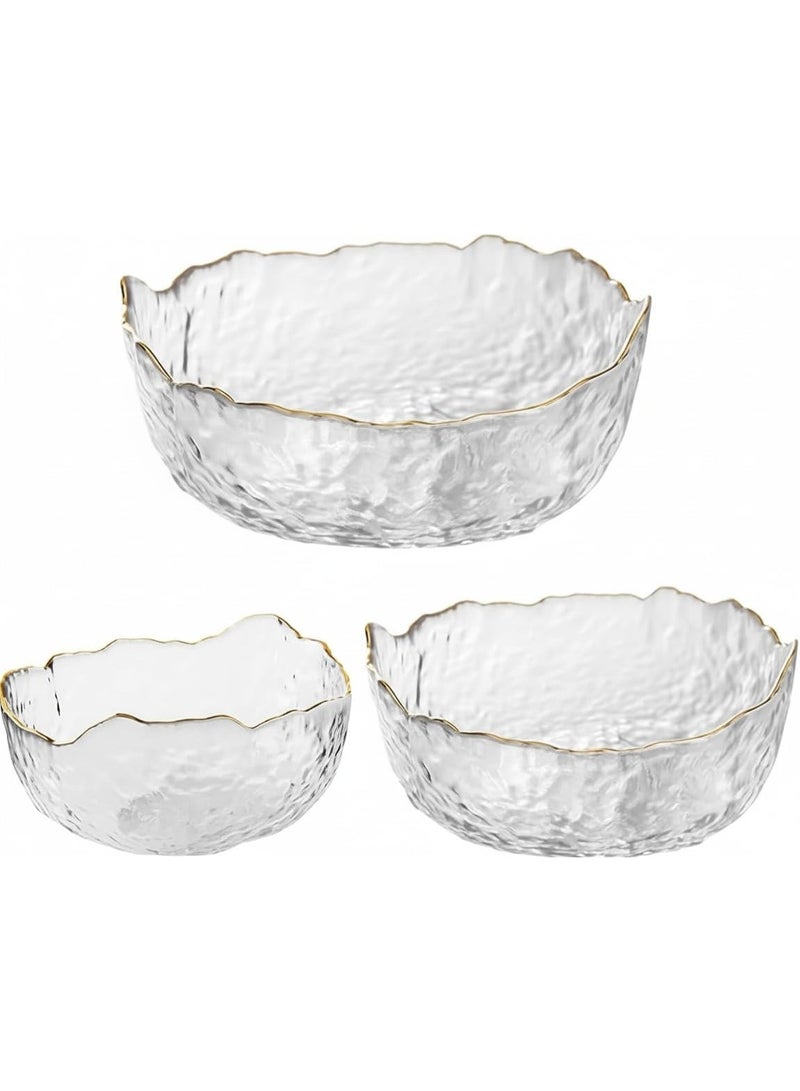 3-Piece Clear Glass Bowl Set, Multi-Purpose Deep Serving Bowls for Salad, Soup, Popcorn, Fruit, Pasta, Desserts and Snacks - Image 3
