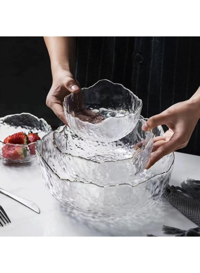 3-Piece Clear Glass Bowl Set, Multi-Purpose Deep Serving Bowls for Salad, Soup, Popcorn, Fruit, Pasta, Desserts and Snacks - Image 1