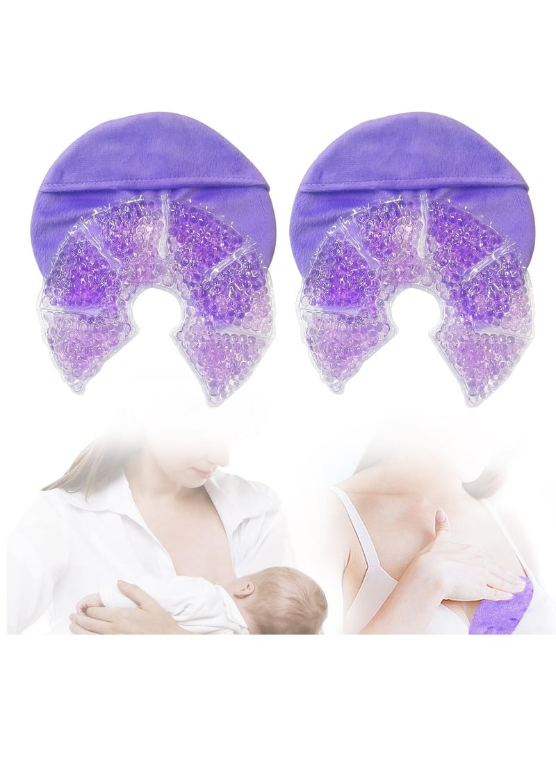 Y&D Breast Treatment Ice Pack Hot Cold Breast Pad Nursing Pain Mastitis Swelling Essential for Breastfeeding New Mothers 2 Pack Purple  - Image 1