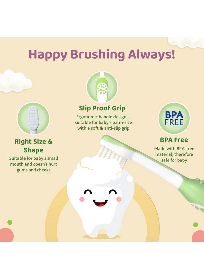Chicco Baby Toothbrush For Infants (6M-36M), Set Of 2 | Extra Soft Tapered Bristles Ideal For Milk Teeth | Bpa Free (Pink, Green) - Image 4