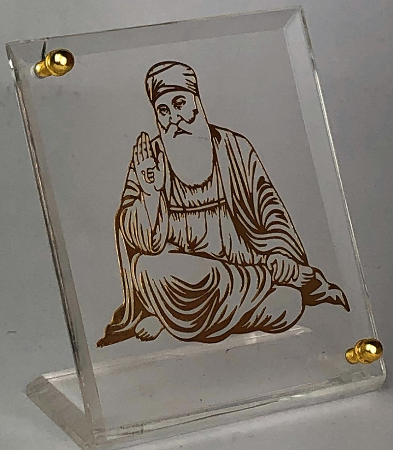 shree kreations Glass Guru Nanak Dev Ji Oblong Photo Frames for TableTop Car Dashboard, 8 x 6.5 cm - Image 4