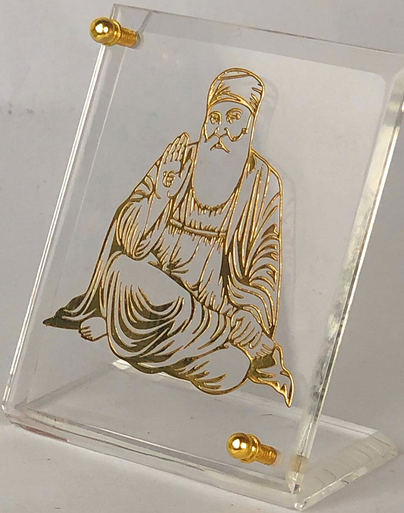 shree kreations Glass Guru Nanak Dev Ji Oblong Photo Frames for TableTop Car Dashboard, 8 x 6.5 cm - Image 3