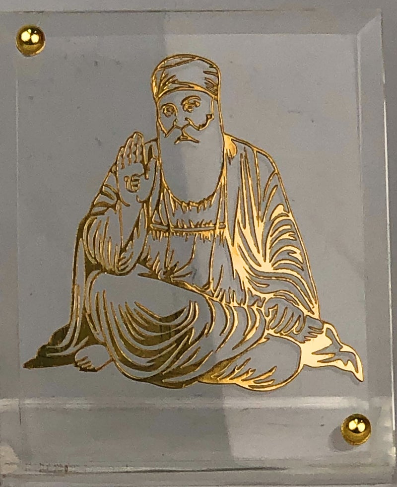shree kreations Glass Guru Nanak Dev Ji Oblong Photo Frames for TableTop Car Dashboard, 8 x 6.5 cm - Image 5