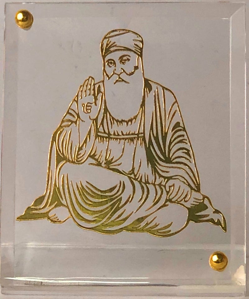 shree kreations Glass Guru Nanak Dev Ji Oblong Photo Frames for TableTop Car Dashboard, 8 x 6.5 cm - Image 2
