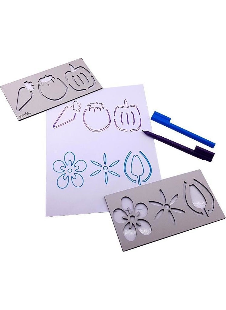 Woody Life Wooden Fruits, Vegetables and Flower Pattern Drawing Hearts Hand Muscle Developing Children's Toy  - Image 2